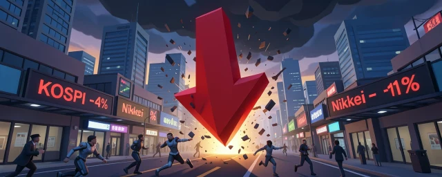 Азиатские рынки обвалились: KOSPI Кореи падает на 4% из-за распродажи чипов, Nikkei Японии снижается на 1%.